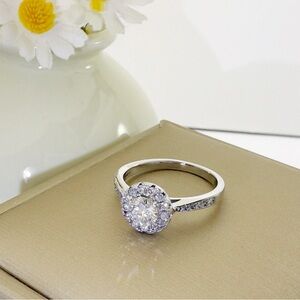 Moissanite Diamond Ring-0.5ct Flower Solitaire statement ring-  Ring size 6.5